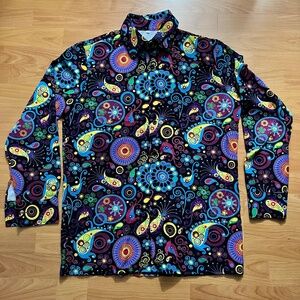 Men's Shirt Casual Tops Colorful Nightclub Blouse Long Sleeve Large